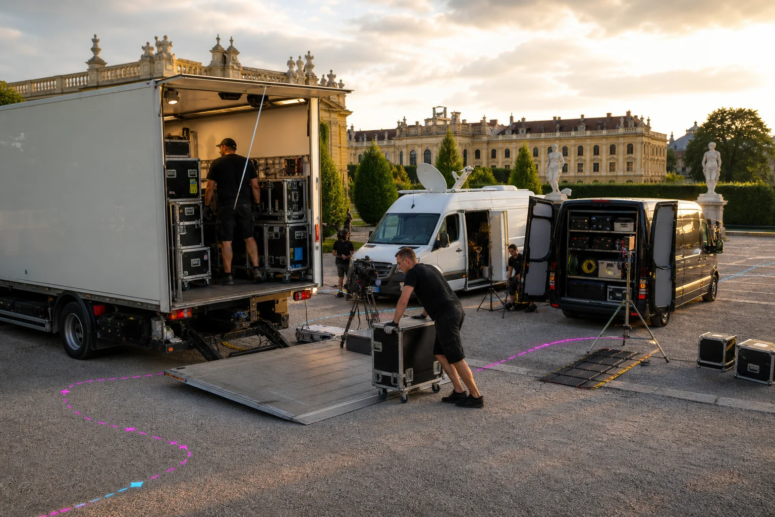 Konzeptvisualisierung einer Event-, Film- und Medienproduktionsflotte beim Aufbau