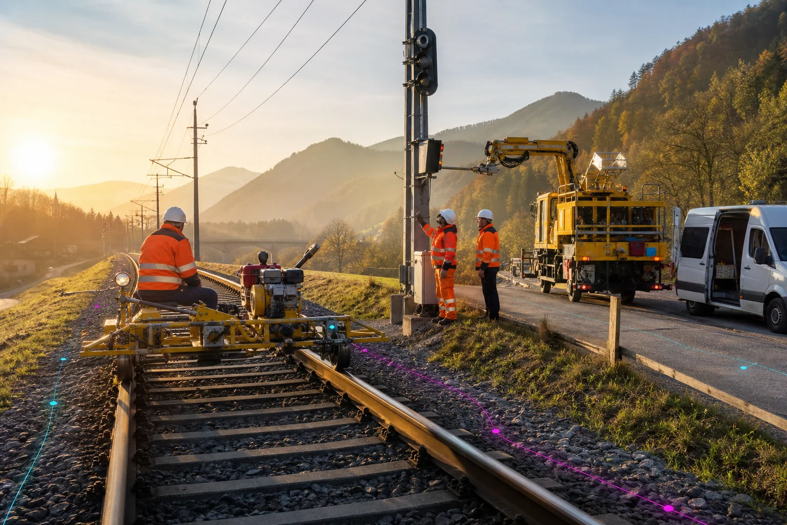 Konzeptvisualisierung eines Bahn-, Gleis- und Infrastrukturserviceteams