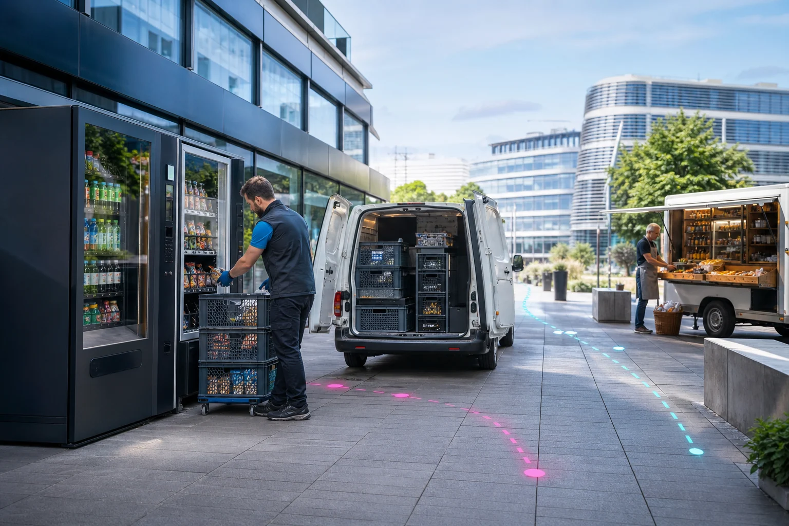 Konzeptvisualisierung eines Automaten-Befüllservices und einer mobilen Verkaufsflotte