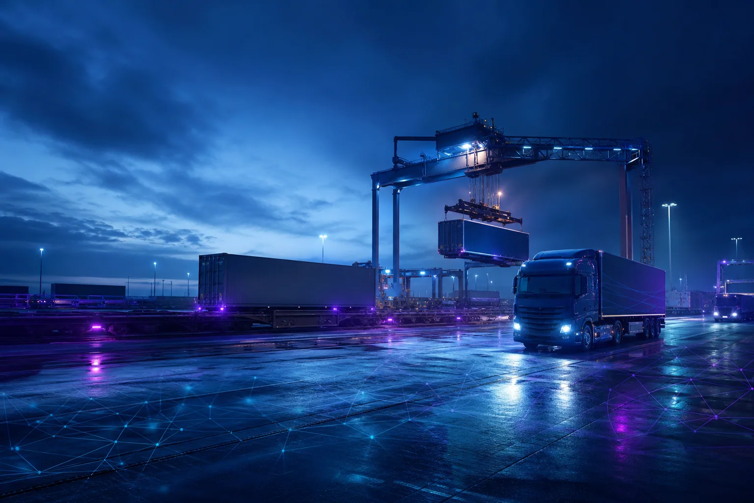 Konzeptvisualisierung eines vernetzten europäischen Fracht- und Logistikterminals